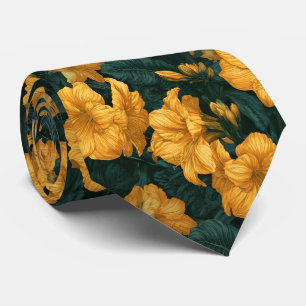 Corbata Boda de Otoño con Hermano Estampado de Amarilis
