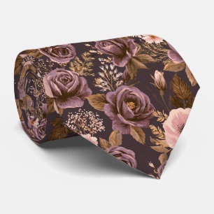 Corbata Boda de Otoño de Padrinos con Estampado de Rosa
