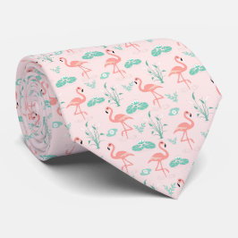 Corbata Boda de pájaros tropicales del flamenco verde rosa