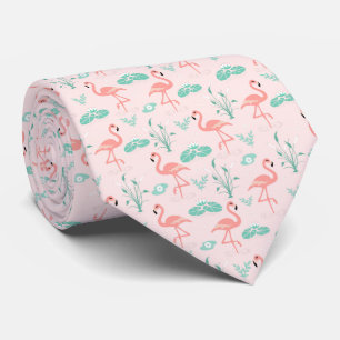 Corbata Boda de pájaros tropicales del flamenco verde rosa