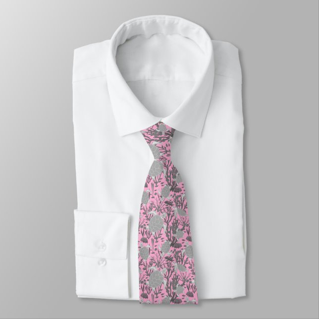 Corbata Boda de patrón de tortuga gris rosa (Atado)