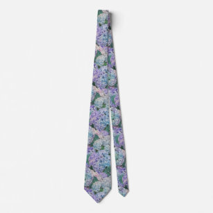Corbata Boda de patrón floral de Hydrangea azul vintage