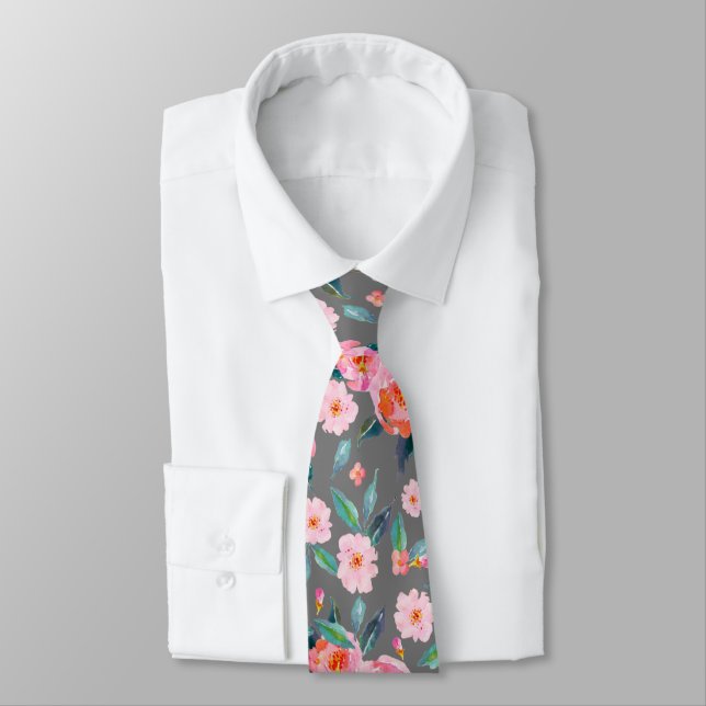 Corbata Boda de patrón Rosa gris rosa (Atado)