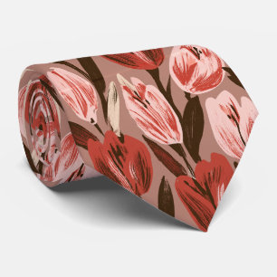 Corbata Boda de playa para novio con estampado de tulipán