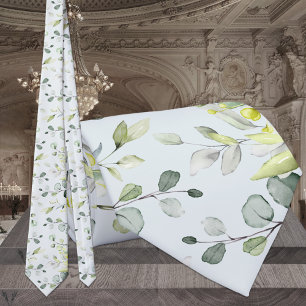 Corbata Boda de primavera con eucalipto verde y salvia azu