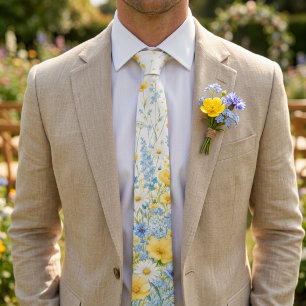 Corbata Boda de primavera de flor silvestre azul suave ama