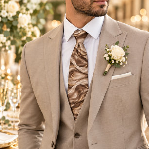 Corbata Boda de seda fluida marrones champán marfil