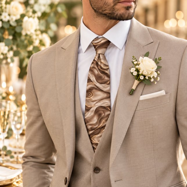 Corbata Boda de seda fluida marrones champán marfil (Subido por el creador)