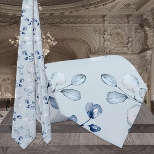 Corbata Boda de vegetación de eucalipto azul turbio claro