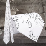 Corbata Boda de vegetación de eucalipto blanco<br><div class="desc">Elegante corbata de cuello de boda blanco y negro con un patrón de contorno de eucalipto dibujado a mano contra un fondo blanco puro. Hace una perfecta corbata de cuello boda para el novio,  el novio y la fiesta de novias.</div>