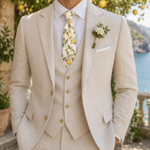 Corbata Boda de verano italiana en un huerto de cítricos