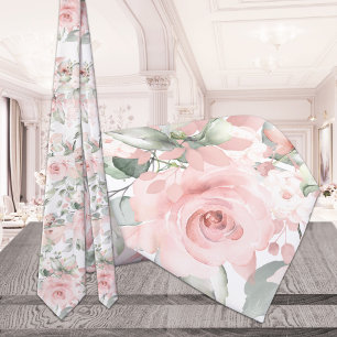Corbata Boda de verde plateado Peony rosado de Rubor