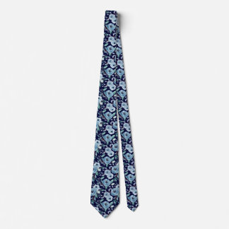 Corbata Boda del patrón floral azul de la Marina Polvorien