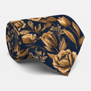 Corbata Boda Económica para Padrino con Patrón de Tulipán