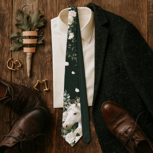 Corbata Boda Ecuestre Rosa Blanca y Verde Cazador