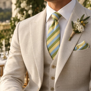 Corbata Boda Elegante Amarillo Mantequilla Azul Cielo Pist