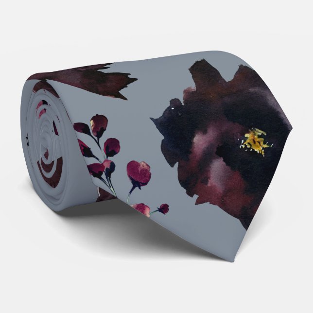 Corbata Boda elegante de color burdeos, bordeaux y azul po (Enrollado)
