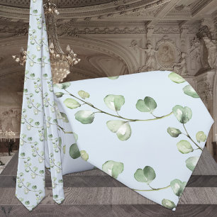 Corbata Boda elegante de Eucalipto Verde Azul cielo claro