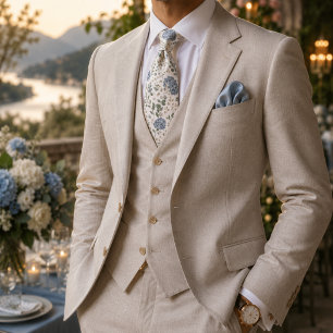 Corbata Boda elegante de Hortensia y Eucalipto