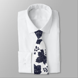 Corbata Boda elegante de peonía naval y blanca