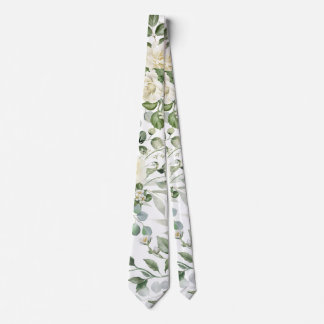 Corbata Boda elegante vintage floral blanca
