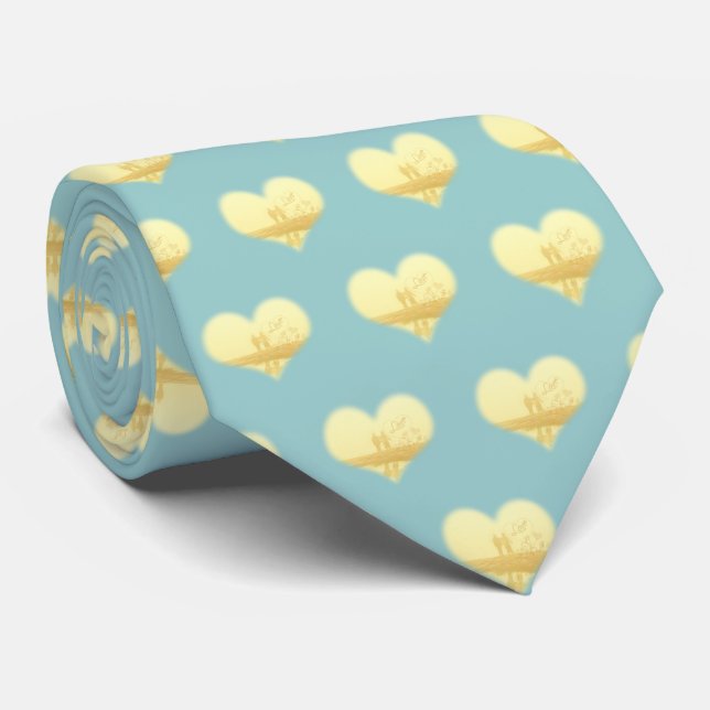 Corbata Boda en la playa con corazón amarillo (Enrollado)