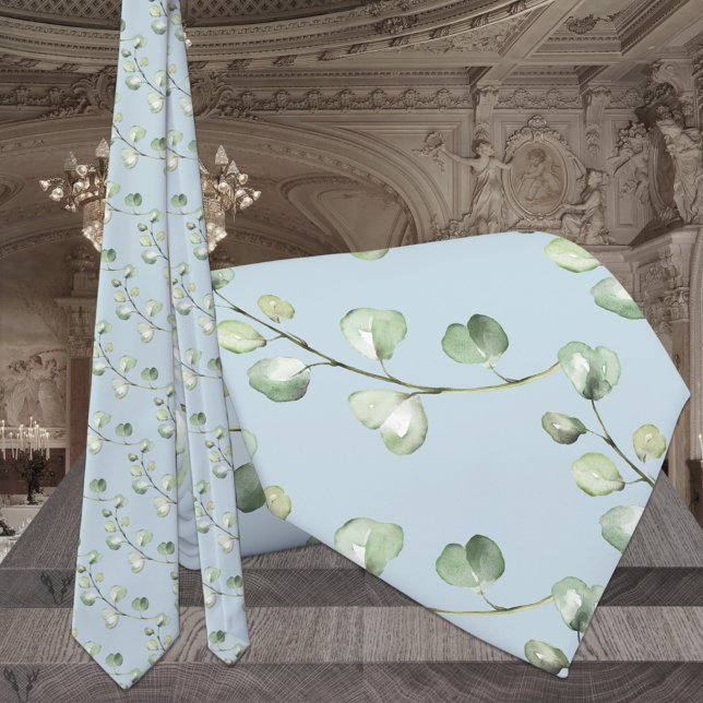 Corbata Boda Eucalyptus Greenery Light Sky Blue (Subido por el creador)