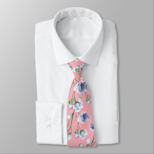 Corbata Boda floral azul rosa