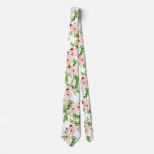 Corbata boda floral de acuarela rosa Rubor