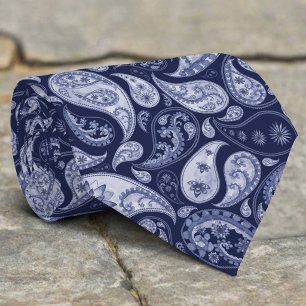 Corbata Boda Floral de Damasco Azul