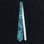 Corbata Boda floral de la Marina y Aqua Vintage Paisley<br><div class="desc">Cualquier Tie que no esté impreso delante y atrás puede ser personalizado por usted para tener la impresión en el reverso también. Haga clic más en personalizar y seleccione todo y copie y,  a continuación,  seleccione el lado posterior y pegue.</div>