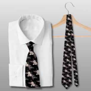 Corbata Boda floral negro de cuello