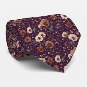 Corbata Boda Floral Personalizada Vintage Burdeos Ciruela