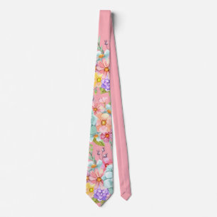 Corbata Boda floral rosa azul coronado con cuello