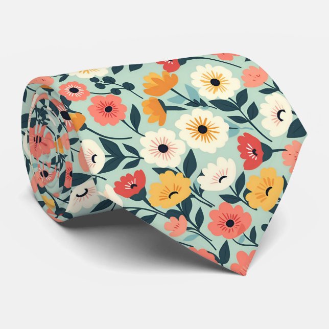 Corbata Boda Floral Verde (Enrollado)
