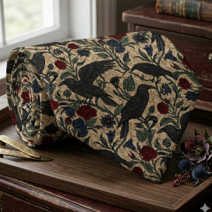 Corbata Boda floral vintage de cuervo gótico