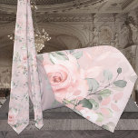 Corbata Boda floreciente Rubor Pink Secret Garden Floral<br><div class="desc">Una florida corbata de cuello boda rosa ruidosa floral con un paisaje acuarela pintado de toronjas florales de color rosa rubor en un jardín secreto.</div>