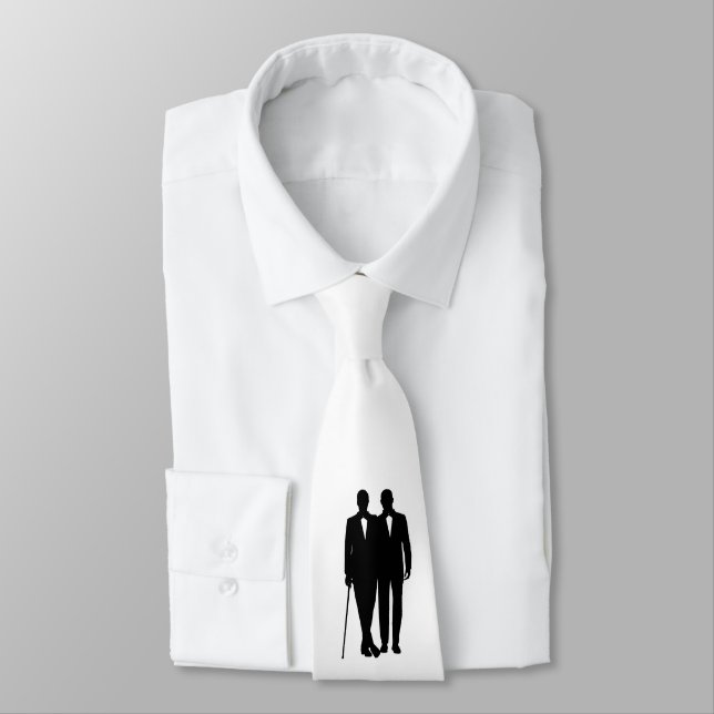 Corbata Boda gay Grooms en blanco y negro (Atado)