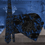 Corbata Boda gótico Black & Blue Floral Damask<br><div class="desc">Corbata de cuello azul pizarra y negro boda con damasco floral mezclado con florales negras y grises. Hace una perfecta corbata de cuello para novio y novio.</div>