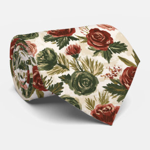 Corbata Boda junto al lago con estampado de rosa para homb