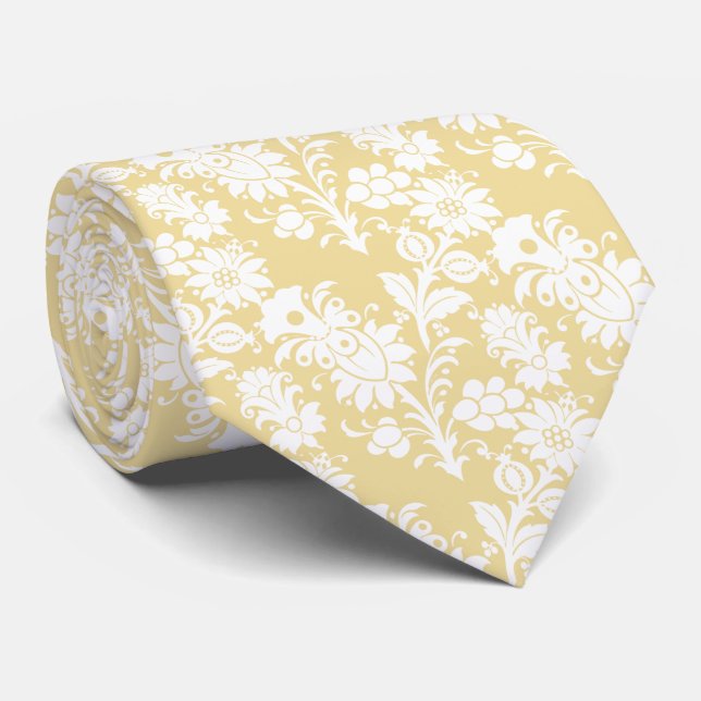 Corbata Boda Mellow Yellow Floral Groomsmen (Enrollado)