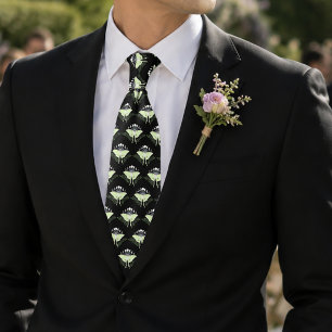 Corbata Boda Mística Negra Boho Luna Moth Fases Lunares