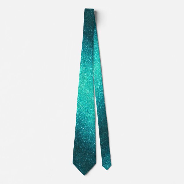 Corbata Boda moderna del Día del Padre Aqua Brillo Chispas (Anverso)
