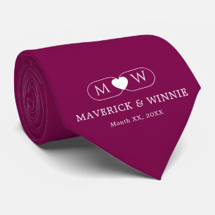 Corbata Boda Moderna Minimalista Elegante Vino Sólido