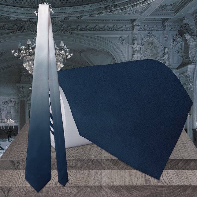 Corbata Boda Monocromático Naval A Ombre Azul Dusto (Subido por el creador)