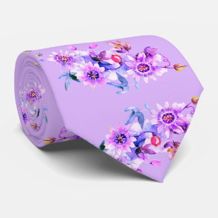 Corbata Boda Morado Floral Watercolor Groom