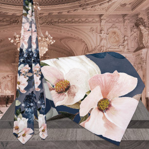 Corbata Boda Navy Blue & Rubor Peonies & Lilies