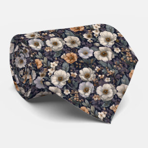 Corbata Boda personalizada floral de anémona azul marino y
