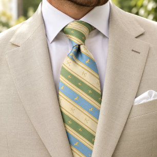 Corbata Boda Pistacho Azul y Amarillo Mantequilla