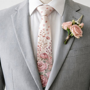 Corbata Boda romántica de primavera con rosa polvorienta y